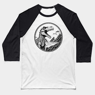 Dinosaur monochrome illustration Baseball T-Shirt